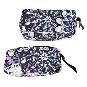 Vera Bradley Night Owl Cosmetic Bags Set of 2 Quilted Purple Blue Black 22032
